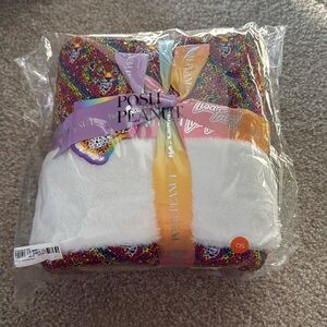 NWT Lisa Frank PoshPeanut Hunter Luxe Plush Patoo Rainbow Leopard Bamboo Blanket
